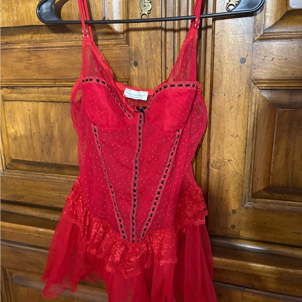 Red Lace Babydoll Chemise - Leductive Wear